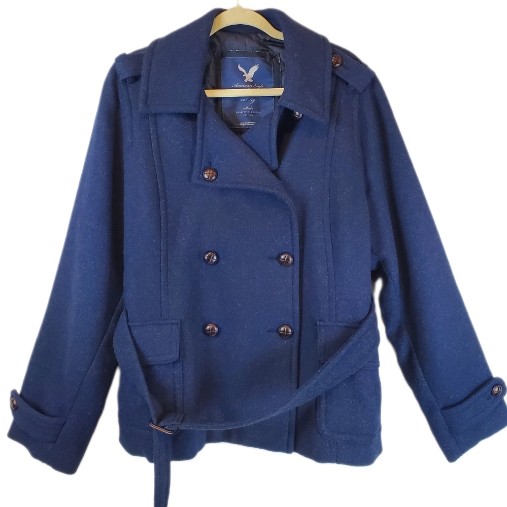 American Eagle Outfitters Blue Pea Coat